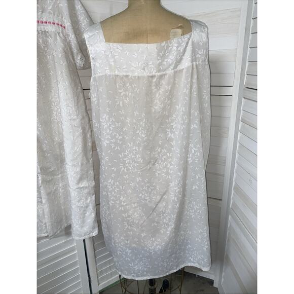 VTG 2 Piece Night Gown Robe Duster Dressing Gown Lace Cotton Cottage Set Sz XL - Picture 6 of 12